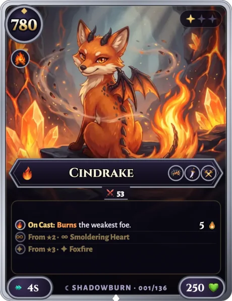 Cindrake, card